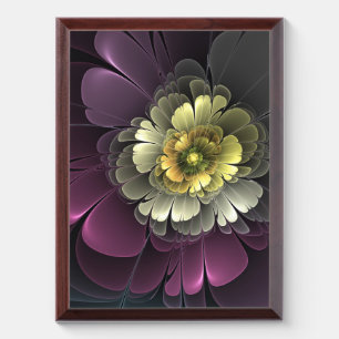 Abstract Modern Purpur Khaki Gray Fractal Flower Award Plaque