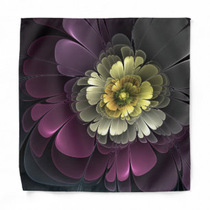 Abstract Modern Purpur Khaki Gray Fractal Flower Bandana