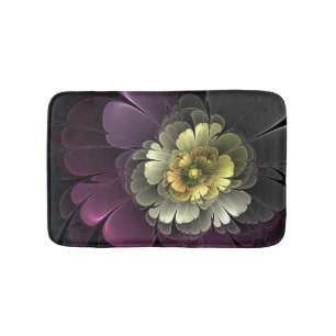 Abstract Modern Purpur Khaki Gray Fractal Flower Bath Mat