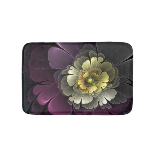 Abstract Modern Purpur Khaki Gray Fractal Flower Bath Mat