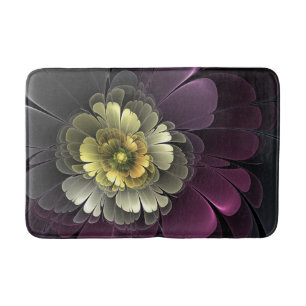Abstract Modern Purpur Khaki Gray Fractal Flower Bath Mat