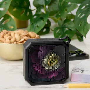 Abstract Modern Purpur Khaki Gray Fractal Flower Bluetooth Speaker