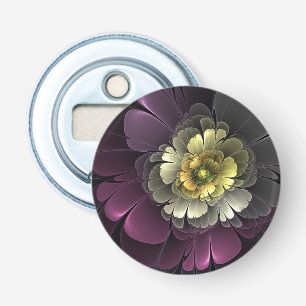 Abstract Modern Purpur Khaki Gray Fractal Flower Bottle Opener