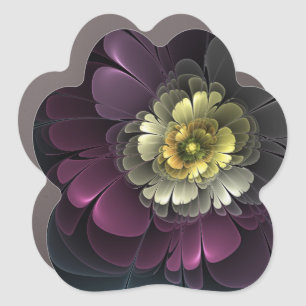 Abstract Modern Purpur Khaki Gray Fractal Flower Car Magnet
