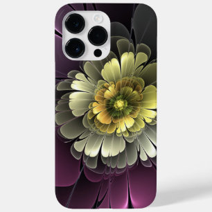 Abstract Modern Purpur Khaki Gray Fractal Flower Case-Mate iPhone 14 Pro Max Case