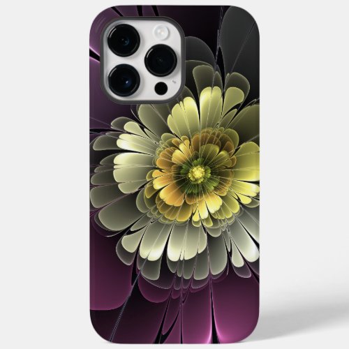 Abstract Modern Purpur Khaki Gray Fractal Flower Case_Mate iPhone 14 Pro Max Case