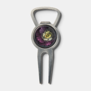 Abstract Modern Purpur Khaki Gray Fractal Flower Divot Tool