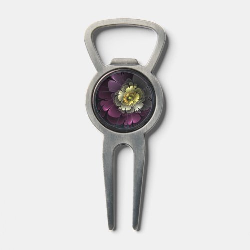 Abstract Modern Purpur Khaki Gray Fractal Flower Divot Tool