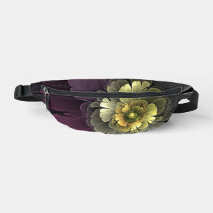 Abstract Modern Purpur Khaki Gray Fractal Flower Fanny Pack