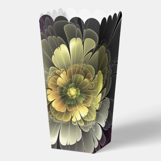 Abstract Modern Purpur Khaki Gray Fractal Flower Favor Boxes (Front)