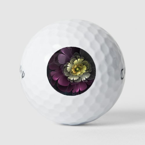 Abstract Modern Purpur Khaki Gray Fractal Flower Golf Balls