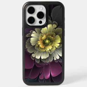 Abstract Modern Purpur Khaki Gray Fractal Flower iPhone 15 Pro Max Case