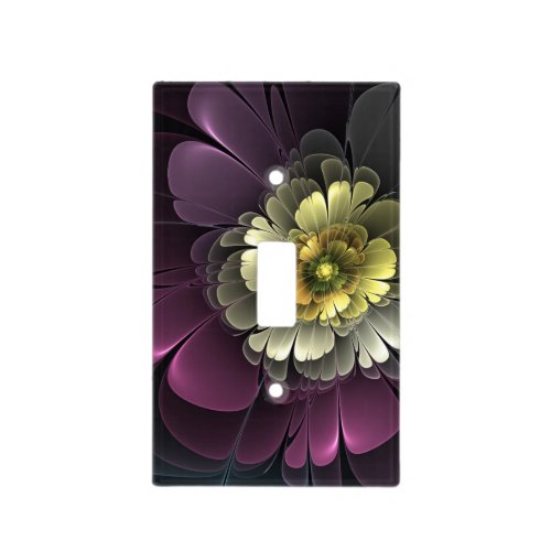 Abstract Modern Purpur Khaki Gray Fractal Flower Light Switch Cover