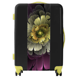 Abstract Modern Purpur Khaki Gray Fractal Flower Luggage