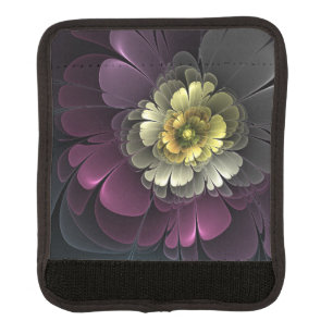 Abstract Modern Purpur Khaki Gray Fractal Flower Luggage Handle Wrap
