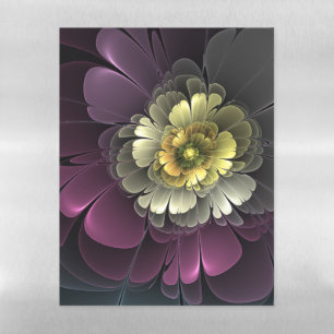 Abstract Modern Purpur Khaki Gray Fractal Flower Magnetic Dry Erase Sheet
