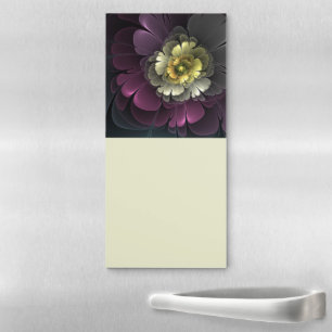Abstract Modern Purpur Khaki Gray Fractal Flower Magnetic Notepad