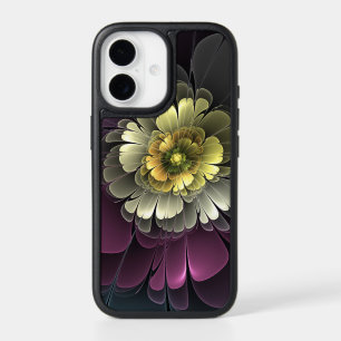 Abstract Modern Purpur Khaki Gray Fractal Flower iPhone 17 Case