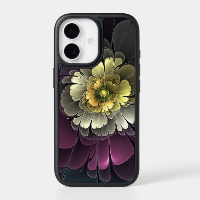 Abstract Modern Purpur Khaki Gray Fractal Flower Otterbox iPhone Case (Back)