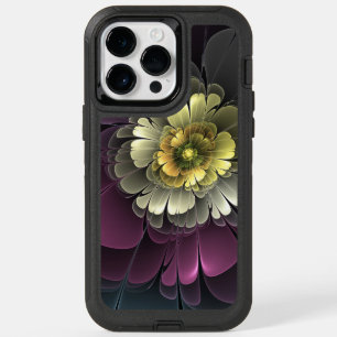 Abstract Modern Purpur Khaki Gray Fractal Flower OtterBox iPhone 14 Pro Max Case