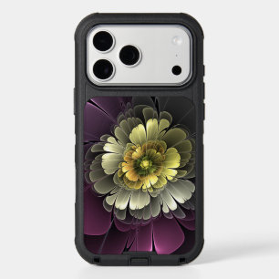 Abstract Modern Purpur Khaki Gray Fractal Flower iPhone 17 Pro Max Case