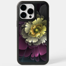 Abstract Modern Purpur Khaki Gray Fractal Flower OtterBox iPhone 14 Pro Max Case