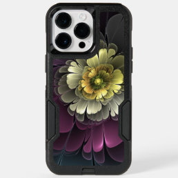 Abstract Modern Purpur Khaki Gray Fractal Flower OtterBox iPhone 14 Pro Max Case