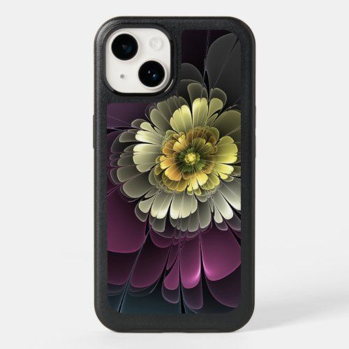 Abstract Modern Purpur Khaki Gray Fractal Flower OtterBox iPhone 14 Case