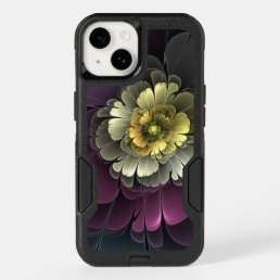 Abstract Modern Purpur Khaki Gray Fractal Flower OtterBox iPhone 14 Case