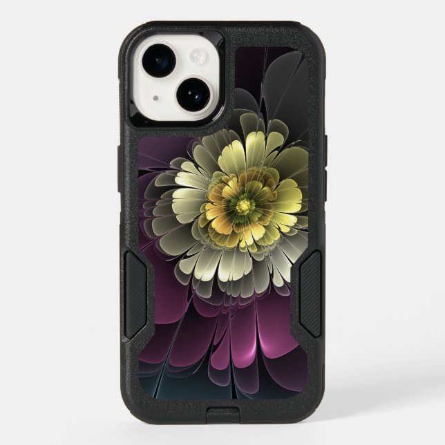 Abstract Modern Purpur Khaki Gray Fractal Flower Otterbox iPhone Case (Back)