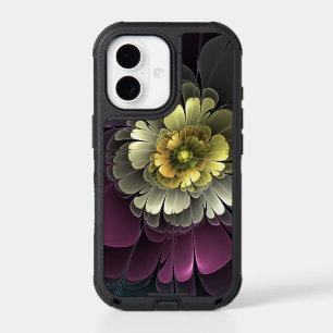 Abstract Modern Purpur Khaki Gray Fractal Flower iPhone 17 Case