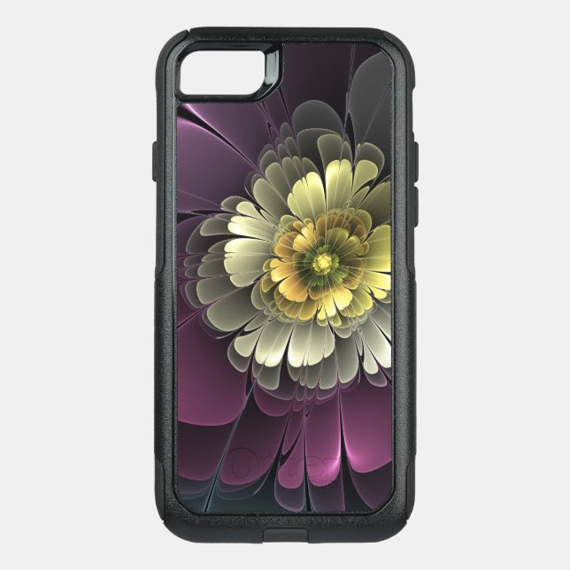 Abstract Modern Purpur Khaki Gray Fractal Flower Otterbox iPhone Case (Back)