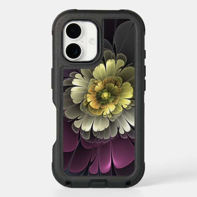 Abstract Modern Purpur Khaki Gray Fractal Flower Otterbox iPhone Case (Back)