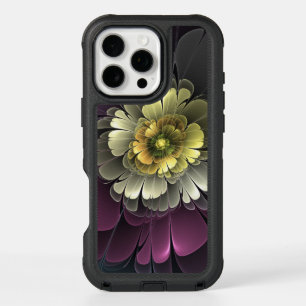 Abstract Modern Purpur Khaki Gray Fractal Flower iPhone 16 Pro Max Case
