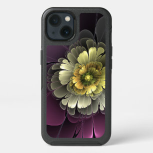Abstract Modern Purpur Khaki Gray Fractal Flower iPhone 13 Case