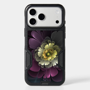 Abstract Modern Purpur Khaki Gray Fractal Flower iPhone 17 Pro Max Case