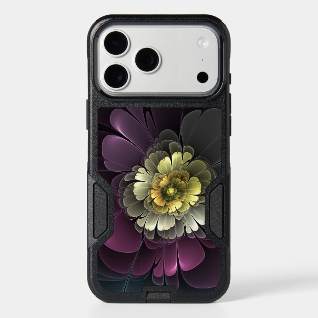 Abstract Modern Purpur Khaki Gray Fractal Flower Otterbox iPhone Case (Back)