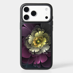 Abstract Modern Purpur Khaki Gray Fractal Flower iPhone 17 Pro Max Case