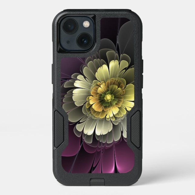 Abstract Modern Purpur Khaki Gray Fractal Flower Otterbox iPhone Case (Back)