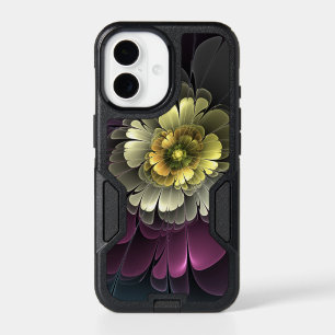 Abstract Modern Purpur Khaki Gray Fractal Flower iPhone 17 Case
