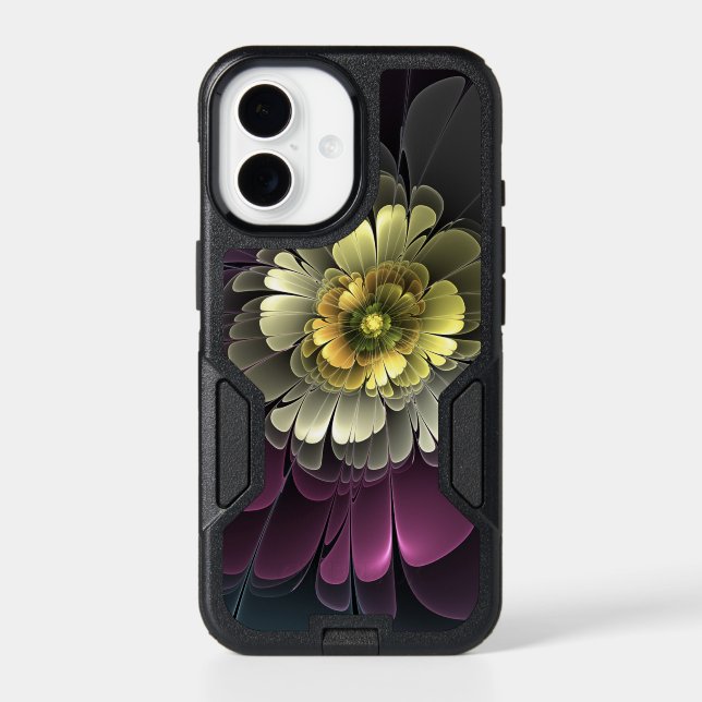 Abstract Modern Purpur Khaki Gray Fractal Flower Otterbox iPhone Case (Back)