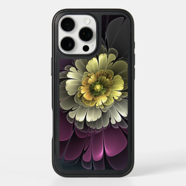 Abstract Modern Purpur Khaki Gray Fractal Flower Otterbox iPhone Case (Back)