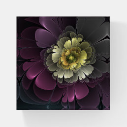 Abstract Modern Purpur Khaki Gray Fractal Flower Paperweight