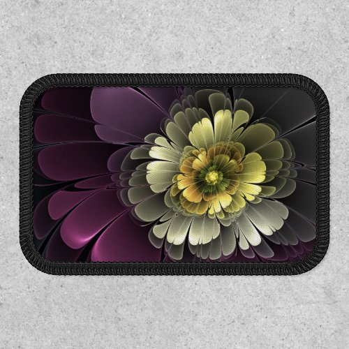 Abstract Modern Purpur Khaki Gray Fractal Flower Patch