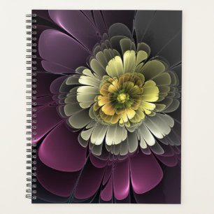 Abstract Modern Purpur Khaki Gray Fractal Flower Planner