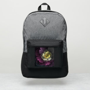 Abstract Modern Purpur Khaki Gray Fractal Flower Port Authority® Backpack