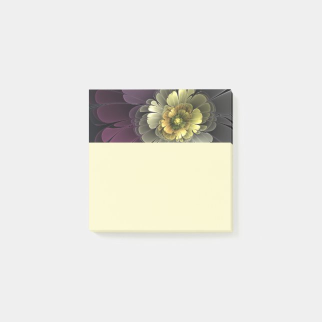 Abstract Modern Purpur Khaki Gray Fractal Flower Post-it Notes (Front)