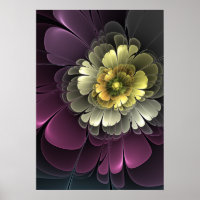 Abstract Modern Purpur Khaki Gray Fractal Flower