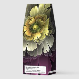 Abstract Modern Purpur Khaki Gray Fractal Flower Roasted Coffee