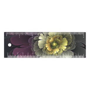 Abstract Modern Purpur Khaki Gray Fractal Flower Ruler